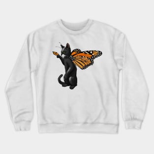 Spotted Black Monarch Flitter Kitty Crewneck Sweatshirt